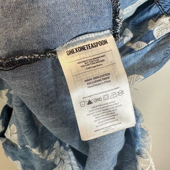 One X One Teaspoon Epiphany Denim Floral Dress Blue XS Oversized - Picture 13 of 16